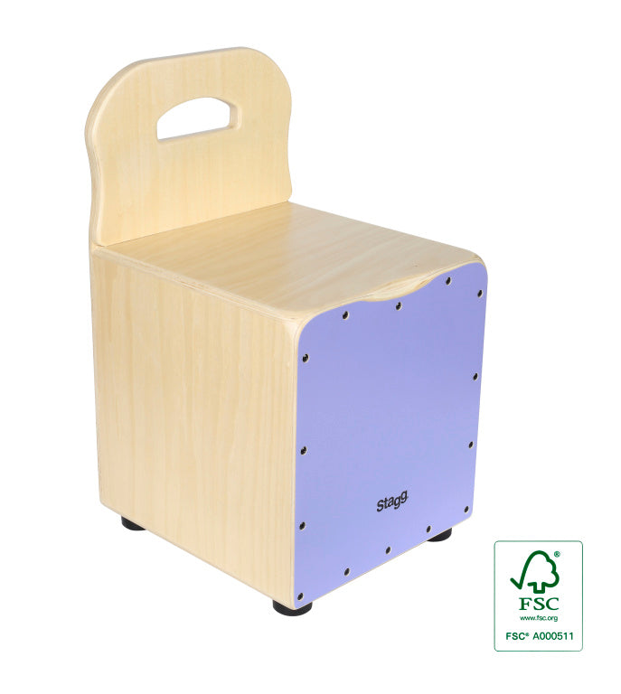 Stagg Basswood kid's cajón with EasyGo backrest, purple front board
