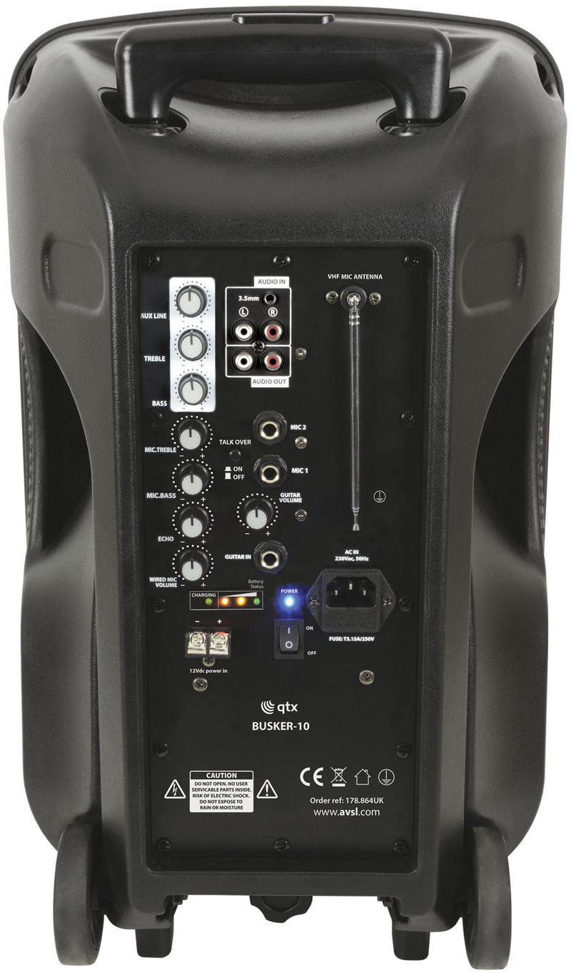 Busker-10 PA + 1 x VHF mics + USB/SD/FM/BT