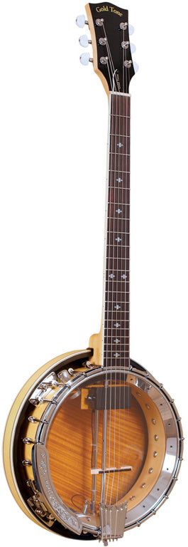 Gold Tone Deluxe Banjitar, 6-string guitar neck with banjo body, with bell brass tone ring and pickup