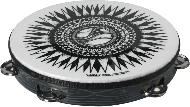 Remo Artbeat 10" pre-tuned tambourine with Skyndeep drumhead, antique black, new sun