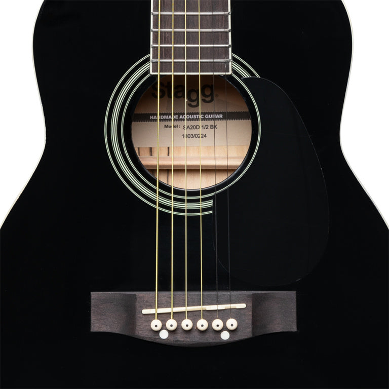 Stagg 1/2 black dreadnought acoustic guitar with basswood top