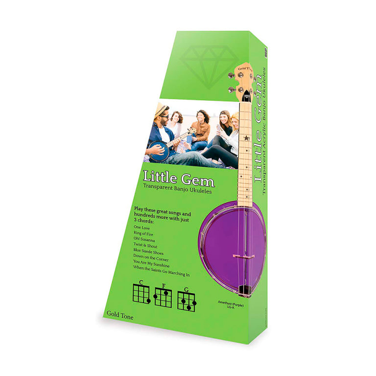 Gold Tone Little Gem see-through concert banjo-ukulele, with bag - amethyst