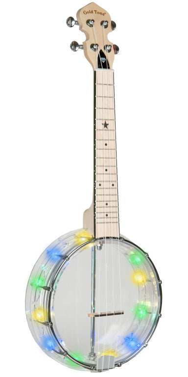 Gold Tone Little Gem see-through concert banjo-ukulele with lights, bag included - diamond