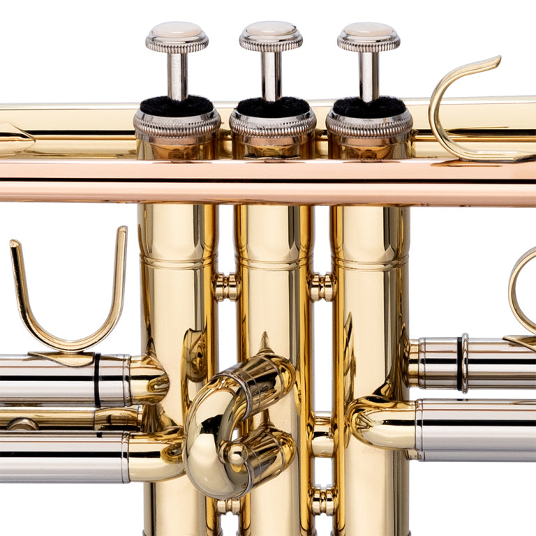 Stagg Bb trumpet, ML-bore, leadpipe in gold brass, with soft case - clear lacquered