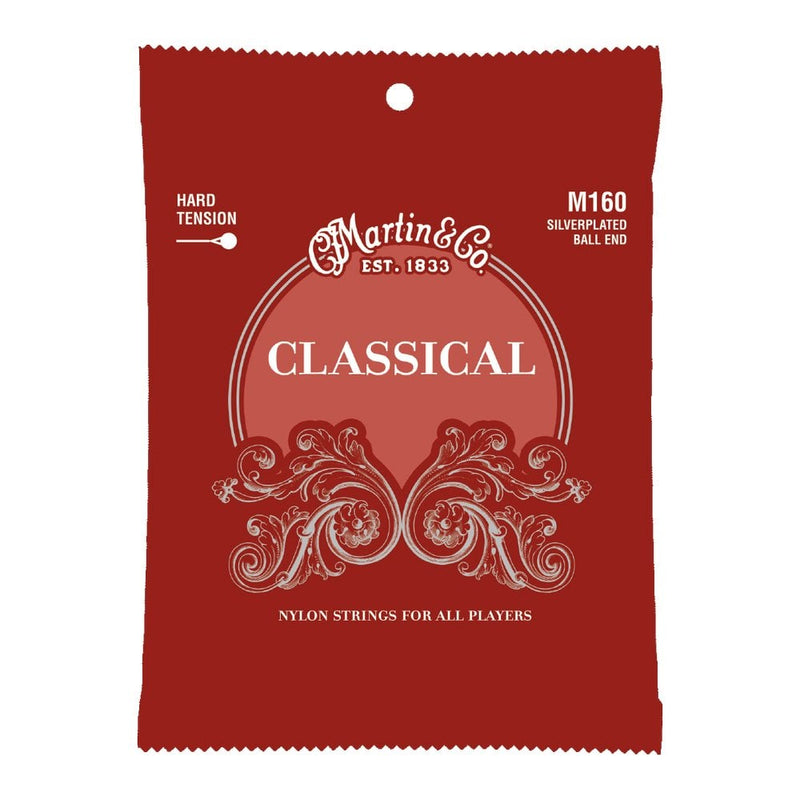 Martin M160 Silver-Plated Copper High Tension Classical Guitar Strings, Ball-End