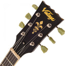 Vintage V100 Icon Electric Guitar ~ Distressed Black Over Sunburst