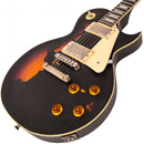 Vintage V100 Icon Electric Guitar ~ Distressed Black Over Sunburst