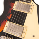 Vintage V100 Icon Electric Guitar ~ Distressed Black Over Sunburst