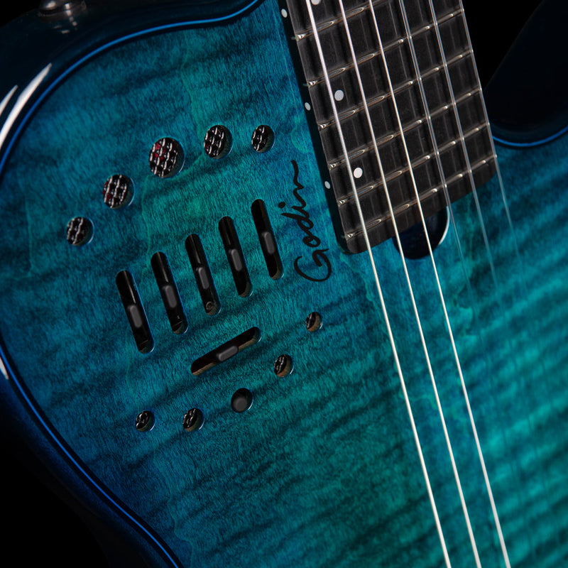 Ocean Burst Godin Mutliac Mundial Deluxe Limited Electric Guitar