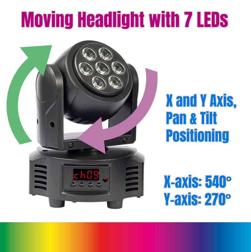 KAM Mini 7pc Moving Head Light