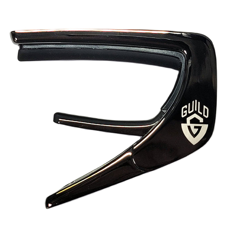 Guild® by Thalia Black Chrome Capo ~ AAA Curly Hawaiian Koa with G Shield Inlay