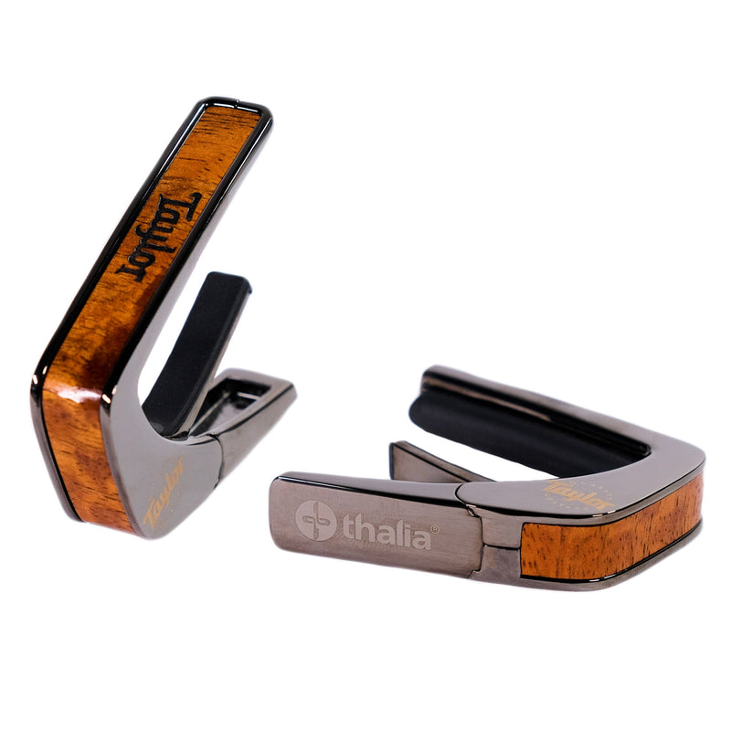 Taylor® by Thalia Black Chrome Capo ~ AAA Hawaiian Koa with Black Taylor Logo Inlay