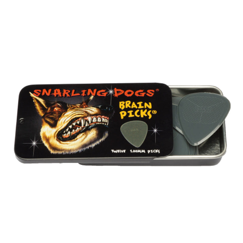 D'Andrea 351 Snarling Dogs Brain Grey Pick Tin ~ Heavy ~ 12 Picks