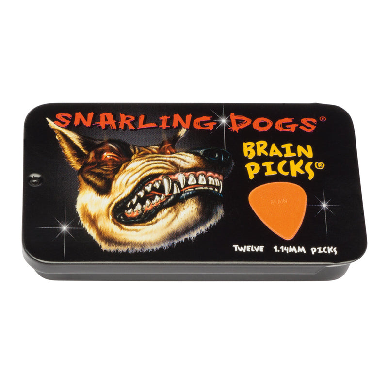 D'Andrea 351 Snarling Dogs Brain Orange Pick Tin ~ Extra Heavy ~ 12 Picks