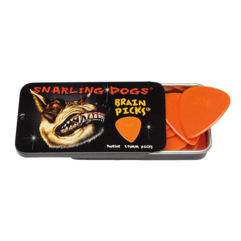 D'Andrea 351 Snarling Dogs Brain Orange Pick Tin ~ Extra Heavy ~ 12 Picks