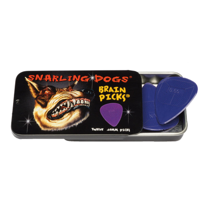 D'Andrea 351 Snarling Dogs Brain Purple Pick Tin ~ Thin Medium ~ 12 Picks