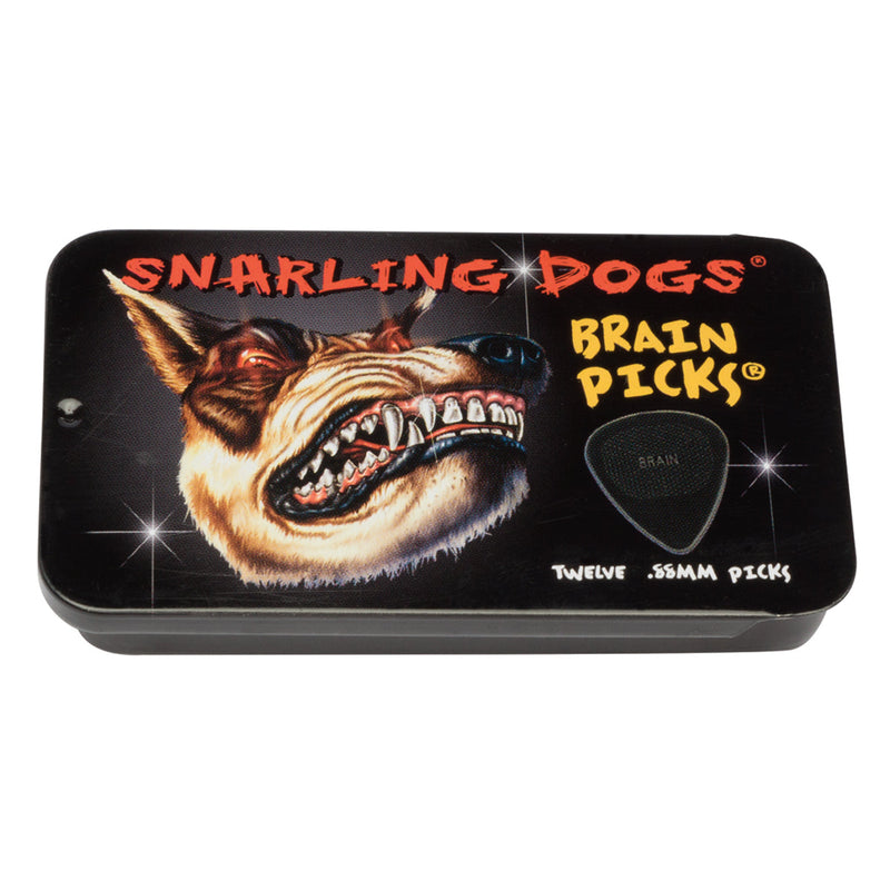 D'Andrea 351 Snarling Dogs Brain Black Pick Tin ~ Medium Heavy ~ 12 Picks