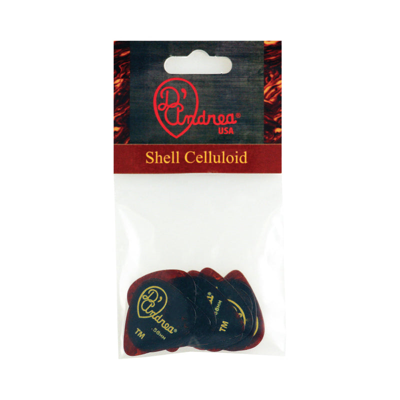 D'Andrea 351 Shell Celluloid Pick Pack ~ Thin Medium ~ 12 picks