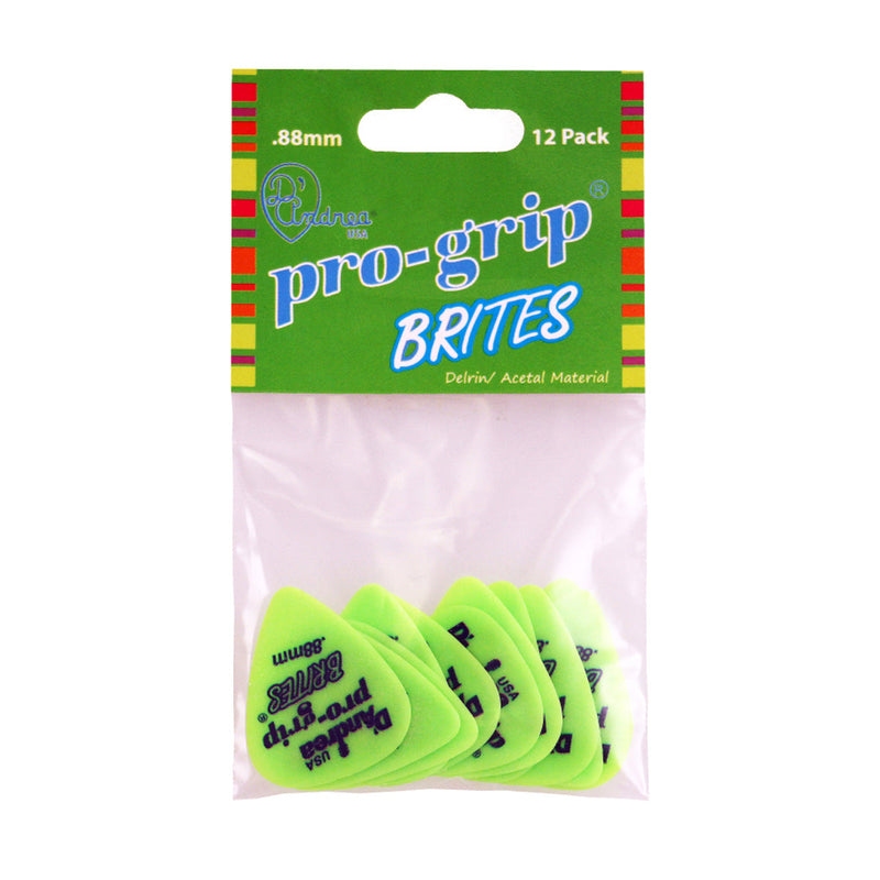 D'Andrea 351 Pro-Grip Brites Green Pick Pack ~ Medium Heavy ~ 12 Picks