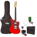 Gloss Red Vintage V50 Coaster Series Electric Guitar Pack