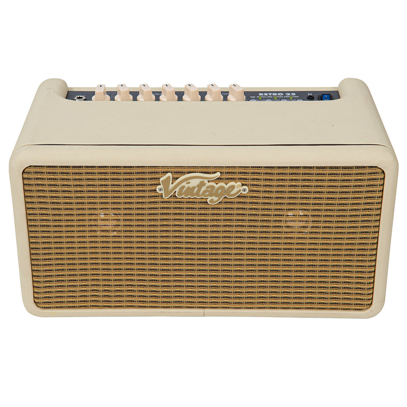 Vintage White Vintage Retro 25W Guitar Amplifier with DSP