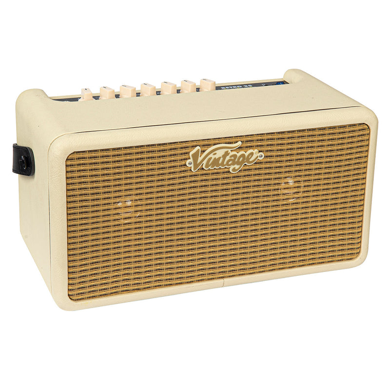 Vintage White Vintage Retro 25W Guitar Amplifier with DSP