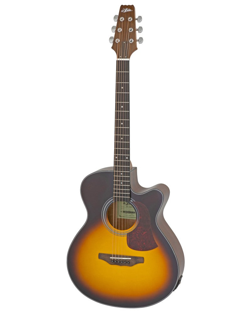 Aria Acoustic Guitar - AF 10CE - Matte Tobacco Sunburst