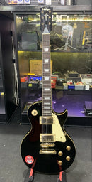 Vintage V100BLK Les Paul Electric Guitar - Black - Pro Setup