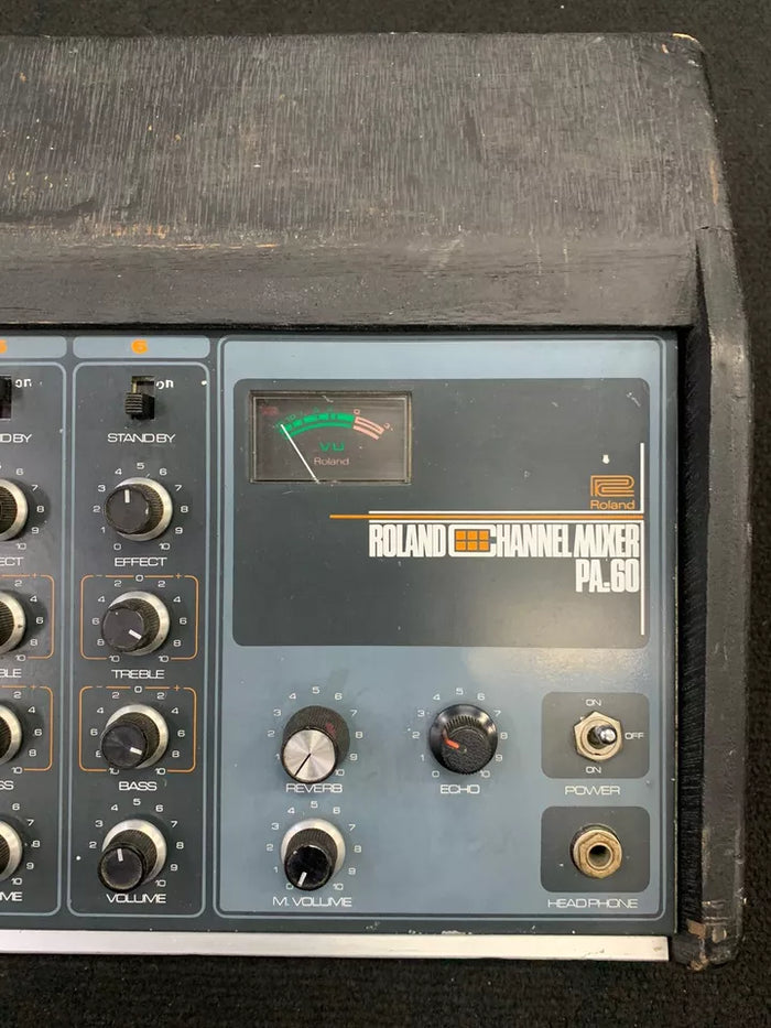 Vintage Roland PA-60 Mixer Mmp Spring Reverb Stereo EQ