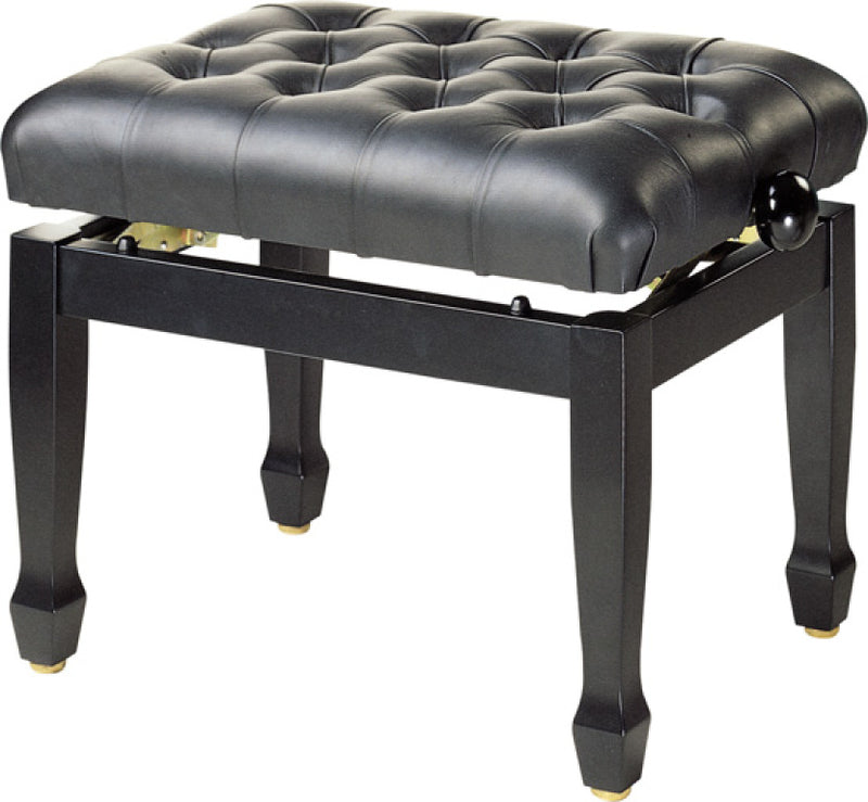 Stagg Highgloss black concert piano bench with fireproof black leather top