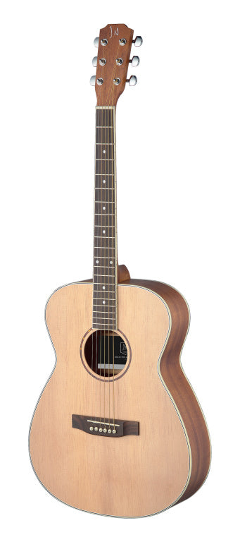 JN Guitars Asyla series 4/4 auditorium acoustic guitar with solid spruce top, left-handed model