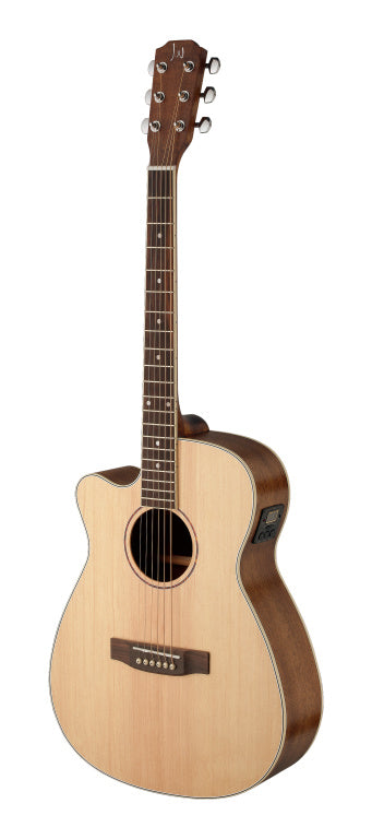 JN Guitars Asyla series 4/4 cutaway auditorium acoustic-electric guitar with solid spruce top, left-handed