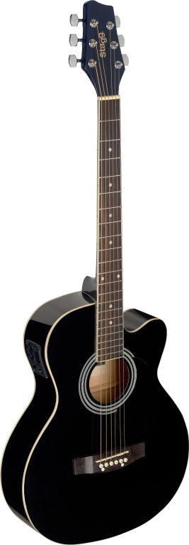 Stagg Black Auditorium cutaway acoustic-electric guitar with basswood top