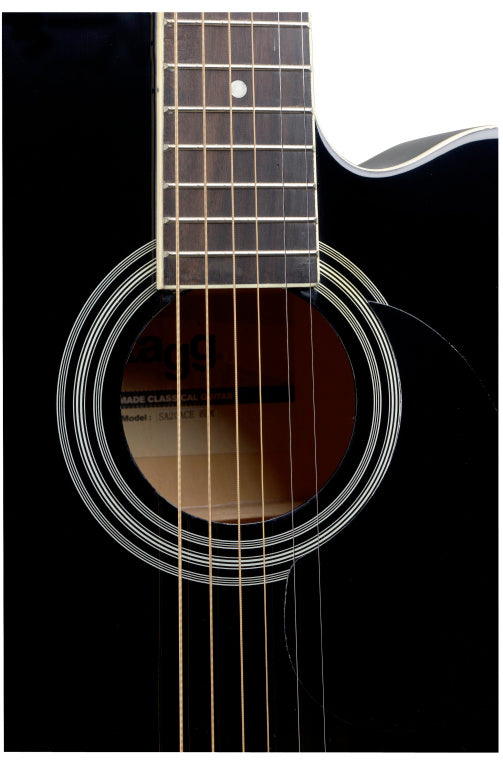 Stagg Black Auditorium cutaway acoustic-electric guitar with basswood top