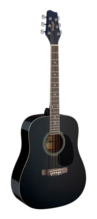 Stagg Black dreadnought acoustic guitar with basswood top