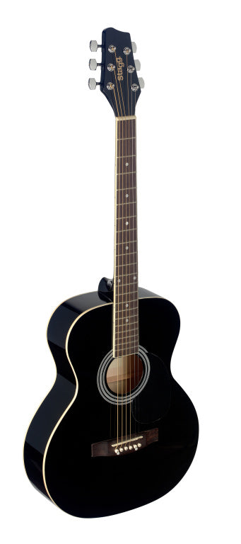 Stagg 4/4 black auditorium acoustic guitar with basswood top