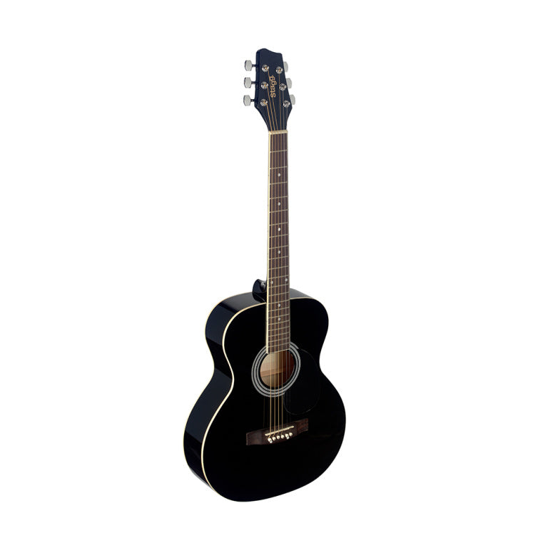 Stagg 4/4 black auditorium acoustic guitar with basswood top
