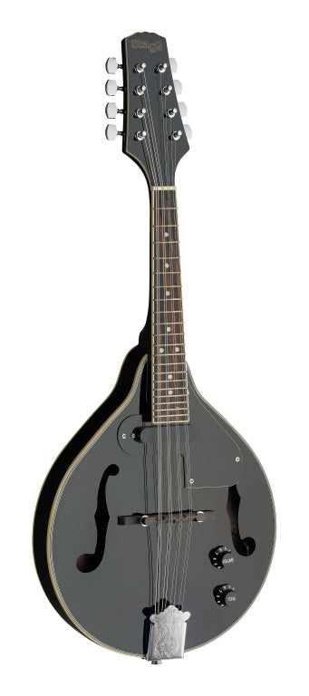Stagg Black acoustic-electric bluegrass mandolin with nato top
