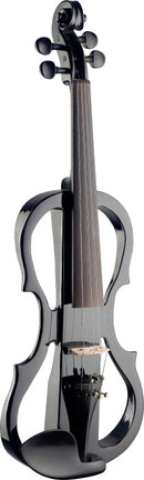 Stagg 4/4 electric violin set with black electric violin, soft case and headphones