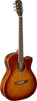 JN Guitars Dark cherryburst acoustic-electric auditorium guitar with solid spruce top, Bessie series