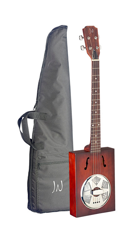 JN Guitars Acoustic Cigar Box Guitar with 4 strings, resonator, spruce top, Cask series