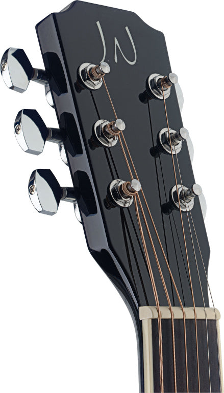 JN Guitars Black acoustic-electric auditorium guitar with solid spruce top, Bessie series