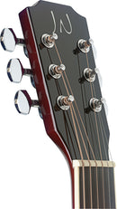 JN Guitars Transparent redburst acoustic-electric auditorium guitar with solid spruce top, Bessie series