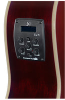 JN Guitars Transparent redburst acoustic-electric auditorium guitar with solid spruce top, Bessie series