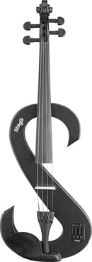 Stagg 4/4 electric viola set with S-shaped black electric viola, soft case and headphones