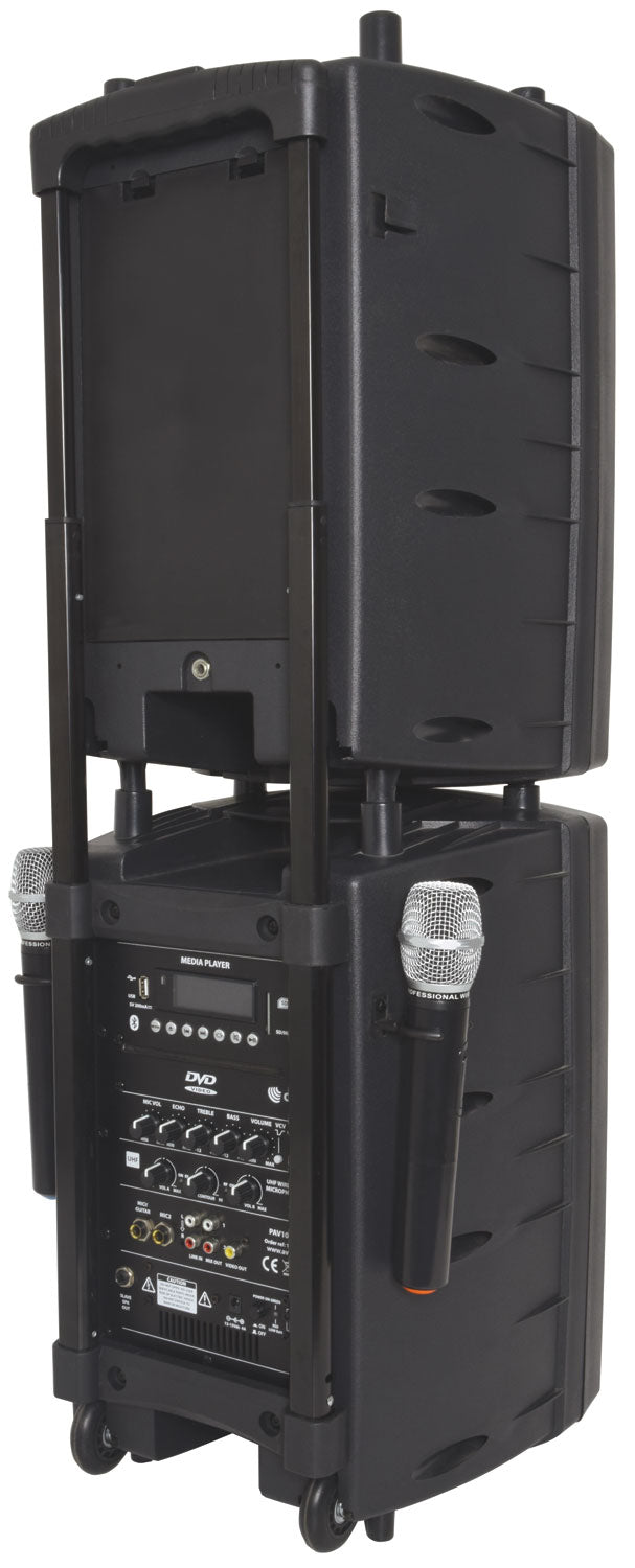 PAV10 portable PA set + 2 UHF mics, CD/DVD, USB/SD & Bluetooth