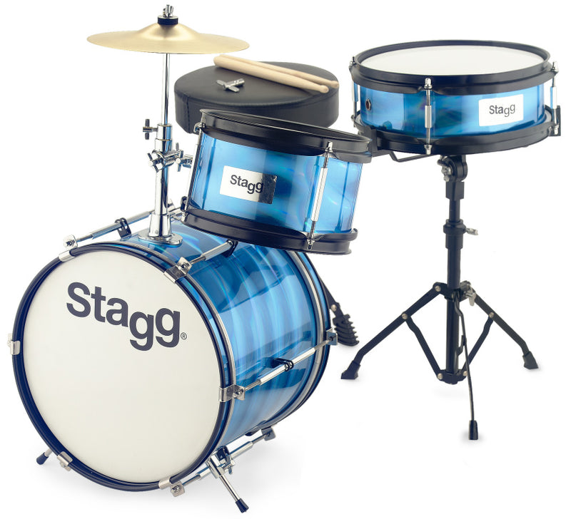 Stagg 3-piece junior drum set with hardware, 8" / 10" / 12" - Blue