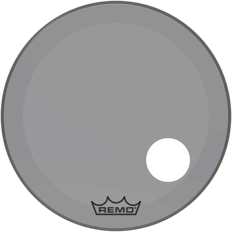 Remo Powerstroke 3 Colortone bass drumhead, smoke, 26", with 5" offset hole