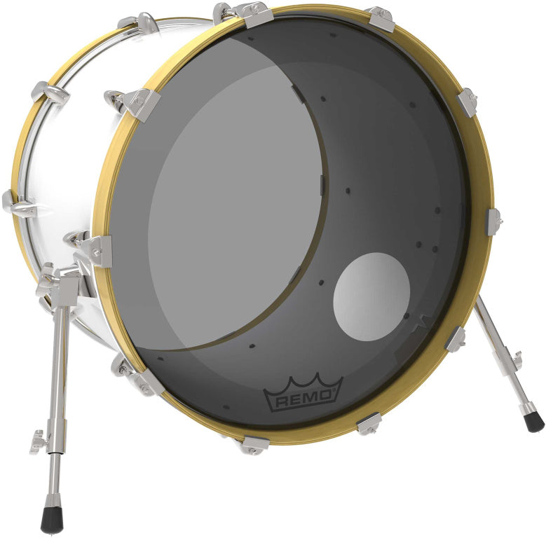 Remo Powerstroke 3 Colortone bass drumhead, smoke, 26", with 5" offset hole