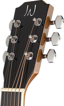 JN Guitars Dark cherryburst acoustic-electric auditorium guitar with solid spruce top, left-handed, Bessie
